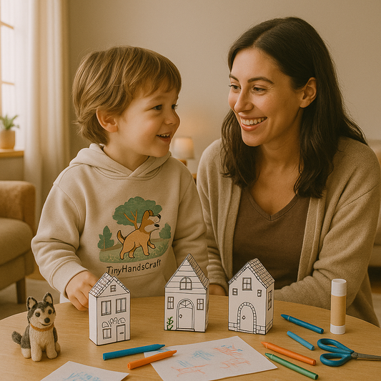 Printable 3D Townhouses – DIY Coloring Craft for Kids